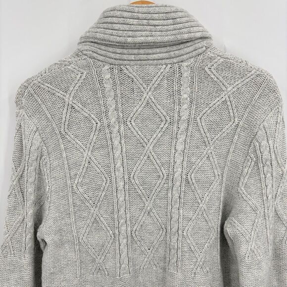 American Eagle Men's Popover Sweater, Size Med, Gray, Shawl Collar Cable Knit - Picture 5 of 9